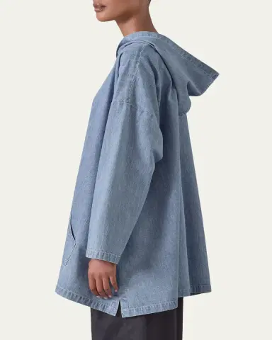 Eskandar A-Line Hooded Cotton Denim Shirt | Thumbnail 5 Eskandar A-Line Hooded Cotton Denim Shirt | Thumbnail 5