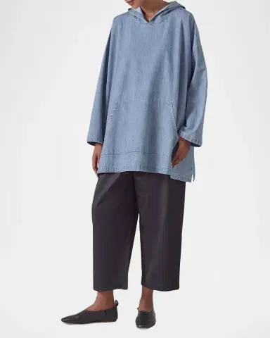 Eskandar A-Line Hooded Cotton Denim Shirt | Thumbnail 6 Eskandar A-Line Hooded Cotton Denim Shirt | Thumbnail 6