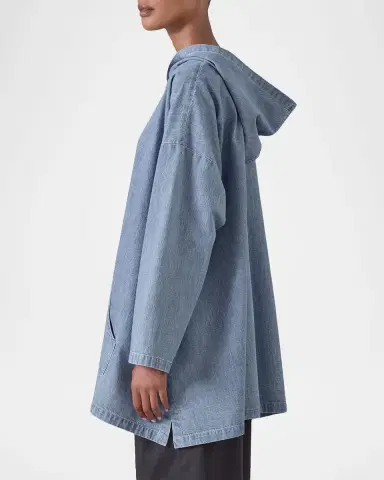 Eskandar A-Line Hooded Cotton Denim Shirt | Thumbnail 9 Eskandar A-Line Hooded Cotton Denim Shirt | Thumbnail 9