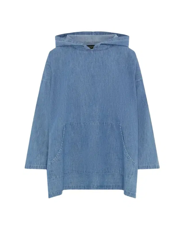 A-Line Hooded Cotton Denim Shirt