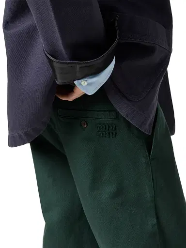 Miu Miu Women's Garment-Dyed Gabardine Jeans - Green | Thumbnail 5