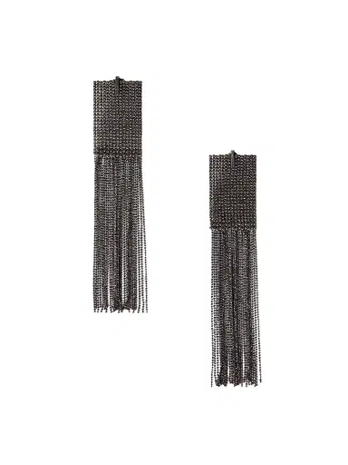 Brunello Cucinelli Women's Frayed Earrings in Sterling Silver - Lignite | Thumbnail 1 Brunello Cucinelli Women's Frayed Earrings in Sterling Silver - Lignite | Thumbnail 1