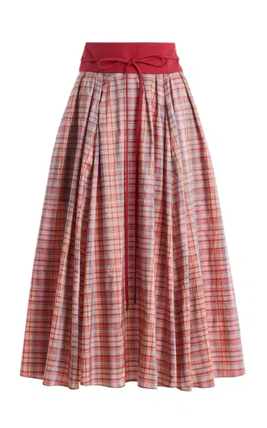 Rosie Assoulin Exclusive Pleated Plaid Silk-Blend Full Midi Skirt | Thumbnail 6