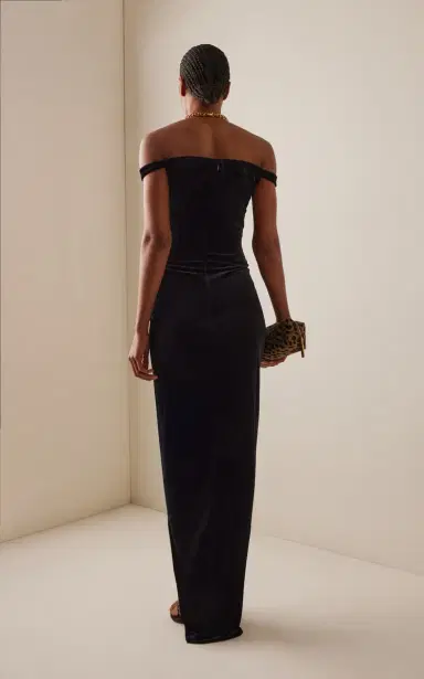 Alex Perry Off-The-Shoulder Split Velvet Gown | Thumbnail 4 Alex Perry Off-The-Shoulder Split Velvet Gown | Thumbnail 4