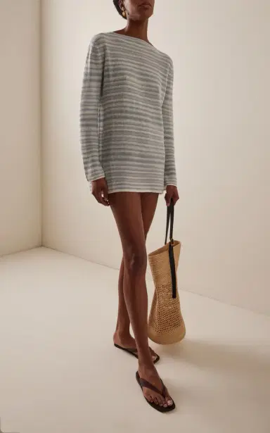 ELCE Exclusive Aura Striped Linen Mini Dress | Thumbnail 2