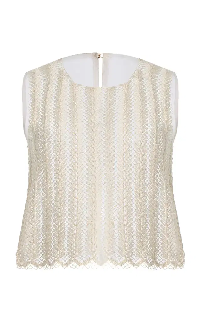 Exclusive Yunga Crochet-Lace Cotton-Blend Top