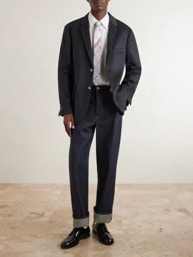 Thom Browne Cropped Straight-Leg Selvedge Jeans - Men | Thumbnail 2 Thom Browne Cropped Straight-Leg Selvedge Jeans - Men | Thumbnail 2