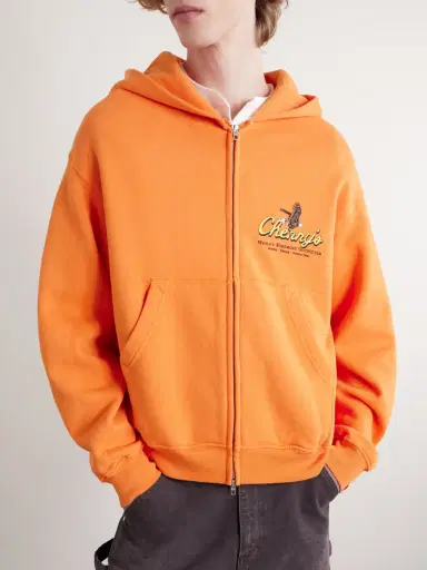Cherry Los Angeles Logo-Print Cotton-Jersey Zip-Up Hoodie - Men | Thumbnail 3 Cherry Los Angeles Logo-Print Cotton-Jersey Zip-Up Hoodie - Men | Thumbnail 3