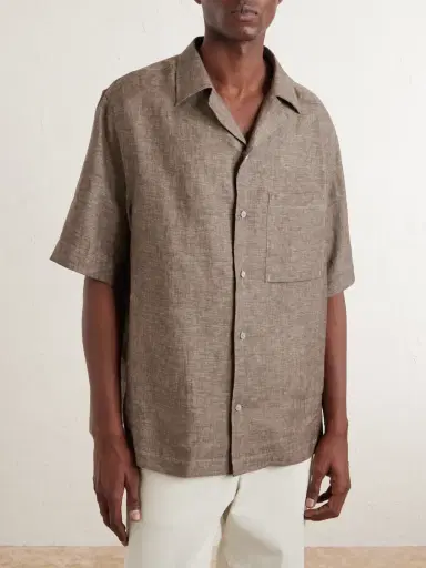 Loro Piana Federico Camp-Collar Linen Shirt - Men | Thumbnail 3