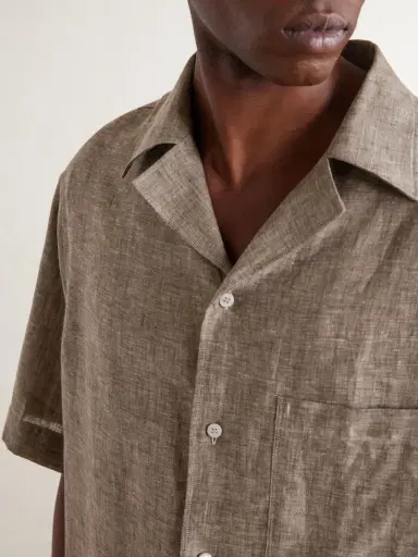 Loro Piana Federico Camp-Collar Linen Shirt - Men | Thumbnail 5