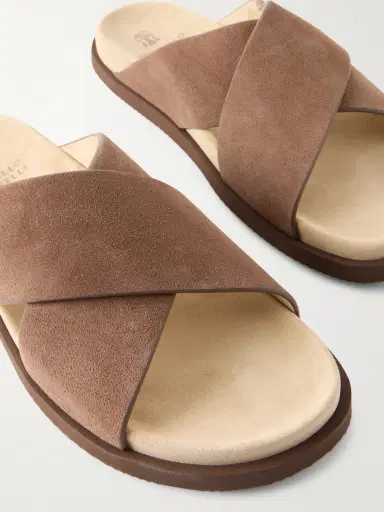 Brunello Cucinelli Suede Slides - Men | Thumbnail 4