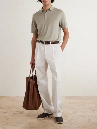 Loro Piana Slim-Fit Wool, Silk and Cashmere-Blend Polo Shirt - Men | Thumbnail 2 Loro Piana Slim-Fit Wool, Silk and Cashmere-Blend Polo Shirt - Men | Thumbnail 2