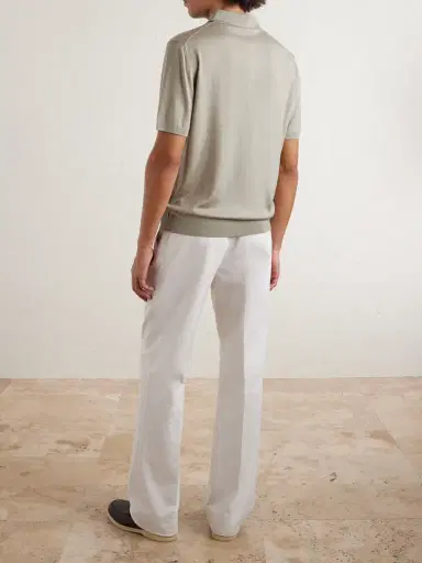 Loro Piana Slim-Fit Wool, Silk and Cashmere-Blend Polo Shirt - Men | Thumbnail 4 Loro Piana Slim-Fit Wool, Silk and Cashmere-Blend Polo Shirt - Men | Thumbnail 4