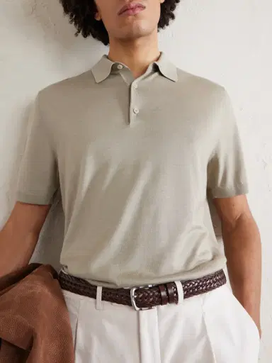 Loro Piana Slim-Fit Wool, Silk and Cashmere-Blend Polo Shirt - Men | Thumbnail 5 Loro Piana Slim-Fit Wool, Silk and Cashmere-Blend Polo Shirt - Men | Thumbnail 5
