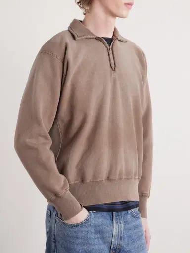 A.PRESSE Half-Zip Cotton-Jersey Sweatshirt - Men | Thumbnail 3