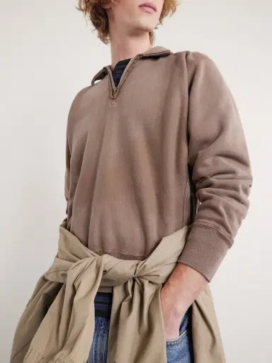 A.PRESSE Half-Zip Cotton-Jersey Sweatshirt - Men | Thumbnail 5