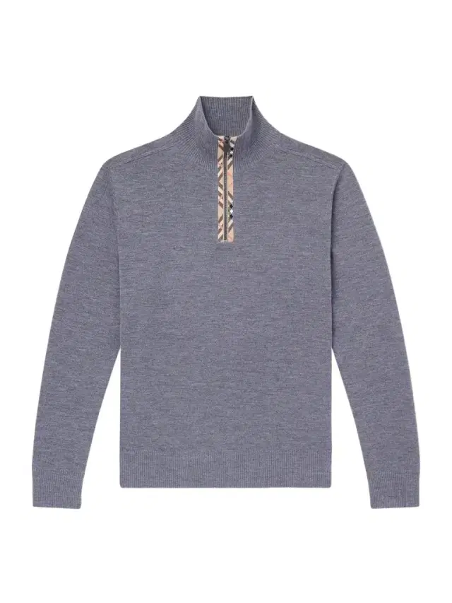 Burberry Checked Wool Half-Zip Sweater - Men