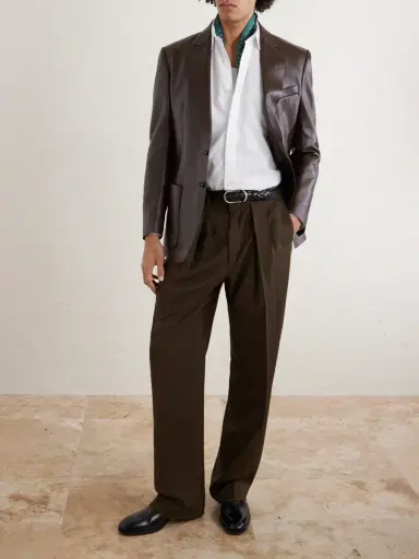 Tom Ford Pleated Wool Wide-Leg Trousers - Men | Thumbnail 2