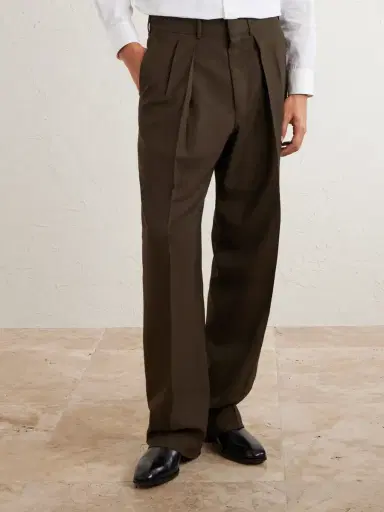 Tom Ford Pleated Wool Wide-Leg Trousers - Men | Thumbnail 3
