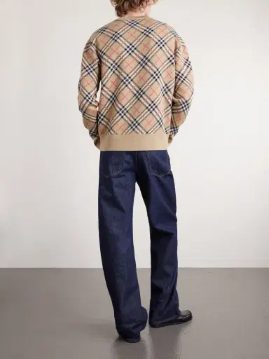 Burberry Checked Cotton-Blend Sweater - Men | Thumbnail 4