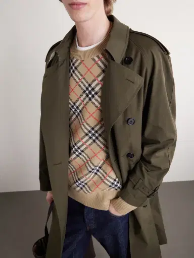 Burberry Checked Cotton-Blend Sweater - Men | Thumbnail 5