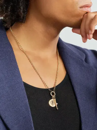 Foundrae Strength and Arrow Medium Belcher 18-Karat Gold Diamond Necklace - Men | Thumbnail 2