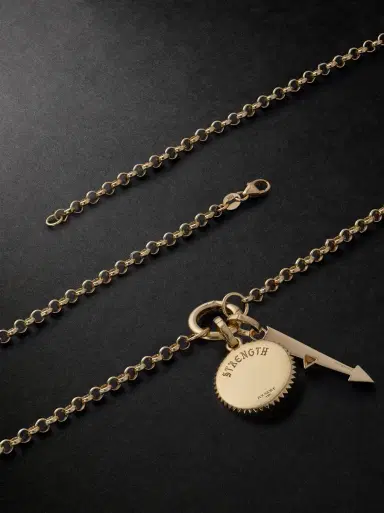 Foundrae Strength and Arrow Medium Belcher 18-Karat Gold Diamond Necklace - Men | Thumbnail 3