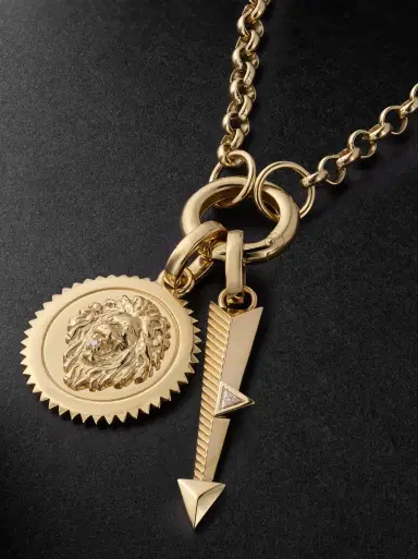 Foundrae Strength and Arrow Medium Belcher 18-Karat Gold Diamond Necklace - Men | Thumbnail 4