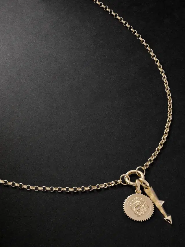 Foundrae Strength and Arrow Medium Belcher 18-Karat Gold Diamond Necklace - Men