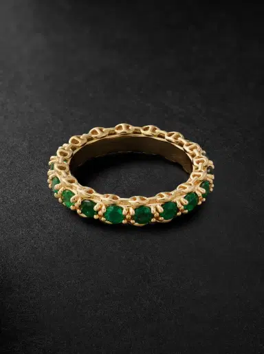 Hoorsenbuhs 3mm Infinite 18-Karat Gold Emerald Ring - Men | Thumbnail 3