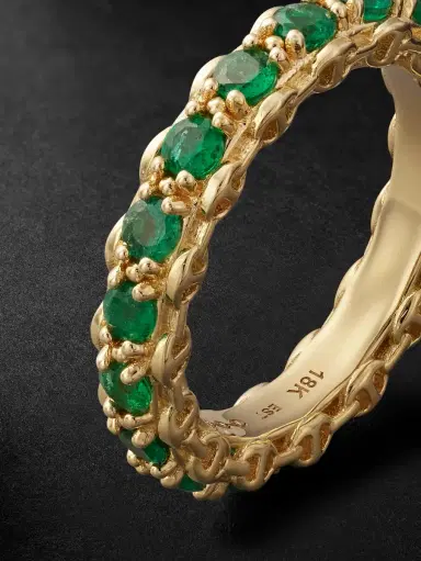 Hoorsenbuhs 3mm Infinite 18-Karat Gold Emerald Ring - Men | Thumbnail 4