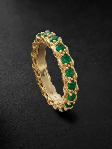 Hoorsenbuhs 3mm Infinite 18-Karat Gold Emerald Ring - Men | Thumbnail 1
