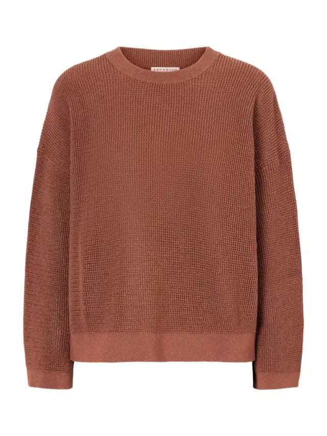 Metallic Open-knit Cotton-blend Sweater