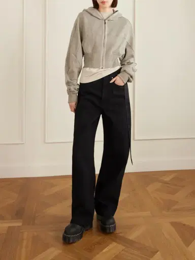 Rick Owens Cropped Paneled Organic Cotton-blend Jersey Hoodie | Thumbnail 2