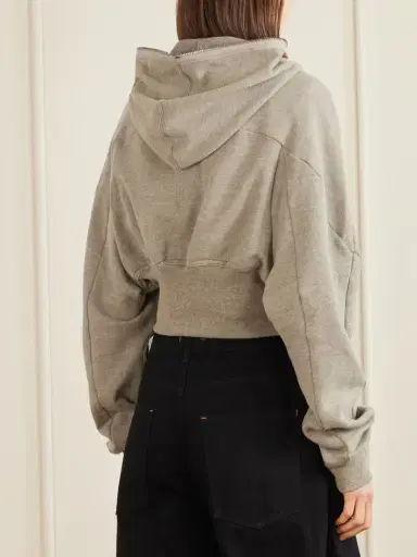 Rick Owens Cropped Paneled Organic Cotton-blend Jersey Hoodie | Thumbnail 3