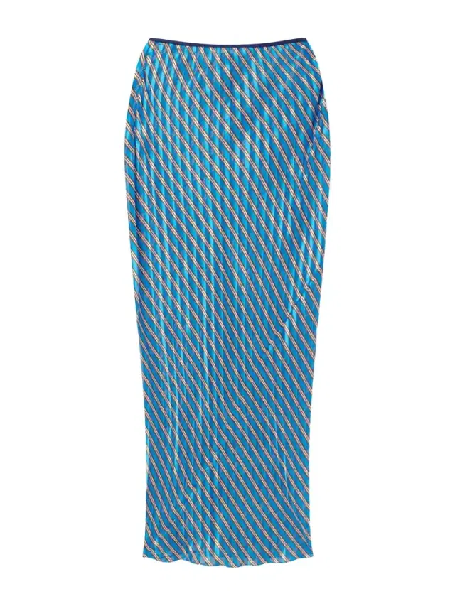 Striped Devoré-satin Midi Skirt