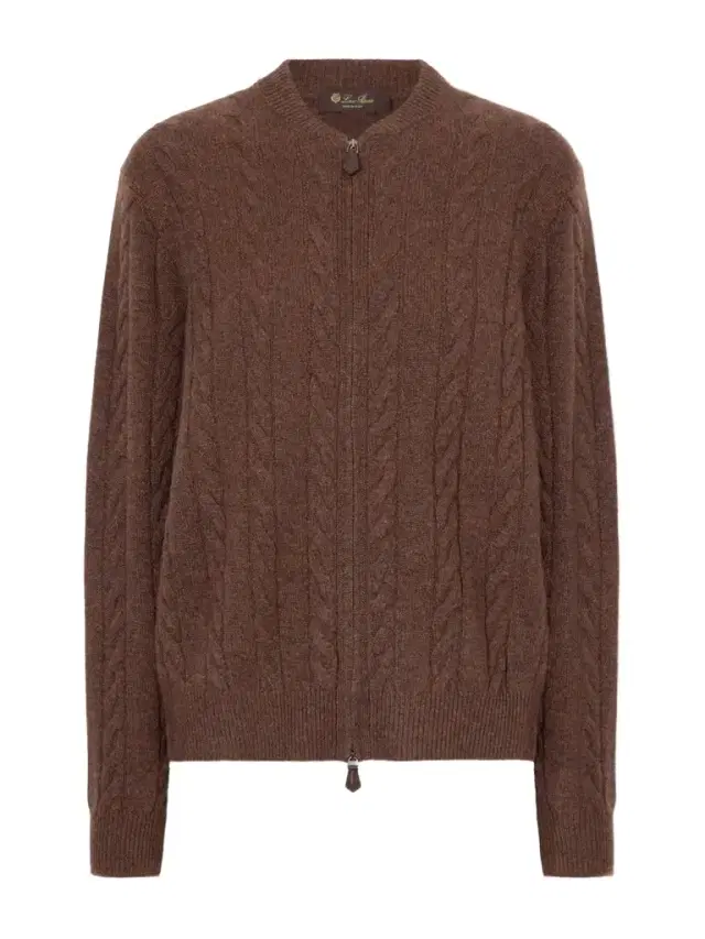 Loro Piana Cedar Cable-knit Cashmere Cardigan