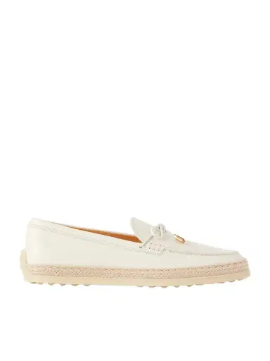 Tod's Gomma Raffia-trimmed Bow-detailed Suede Loafers | Thumbnail 1 Tod's Gomma Raffia-trimmed Bow-detailed Suede Loafers | Thumbnail 1