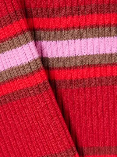 Staud Ren Striped Ribbed-knit Polo Shirt | Thumbnail 4