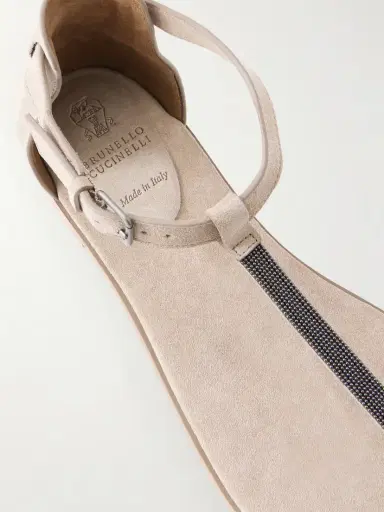 Brunello Cucinelli Bead-embellished Suede Sandals | Thumbnail 5 Brunello Cucinelli Bead-embellished Suede Sandals | Thumbnail 5
