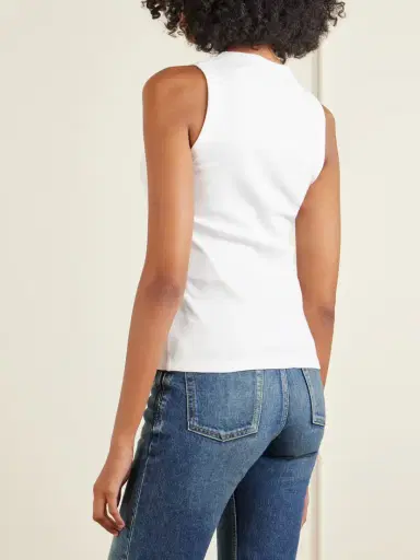 Saint Laurent Embroidered Ribbed Cotton-jersey Tank | Thumbnail 4 Saint Laurent Embroidered Ribbed Cotton-jersey Tank | Thumbnail 4