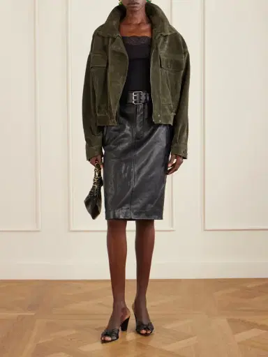 Saint Laurent Belted Textured-leather Skirt | Thumbnail 2
