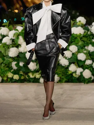 Saint Laurent Belted Textured-leather Skirt | Thumbnail 6