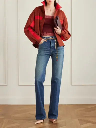 Saint Laurent Cropped Leavers Lace-trimmed Ribbed Silk-jersey Top | Thumbnail 2 Saint Laurent Cropped Leavers Lace-trimmed Ribbed Silk-jersey Top | Thumbnail 2