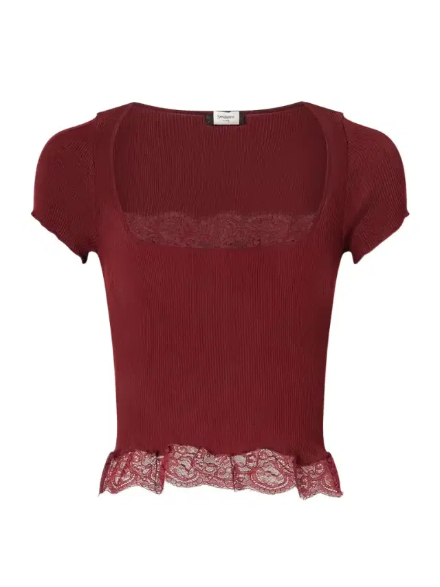 Cropped Leavers Lace-trimmed Ribbed Silk-jersey Top