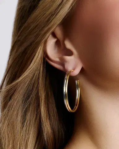 Jennifer Fisher 1.5 Two Tone Thread Baby Hoops | Thumbnail 2