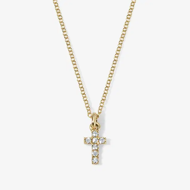 Stephanie Gottlieb Mini Token Pave Cross Necklace