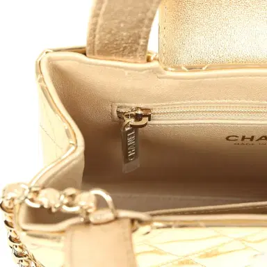Chanel Chanel Small Kelly Shopper Light Gold Metallic Mirror Calfskin Light Gold Hardware | Thumbnail 9