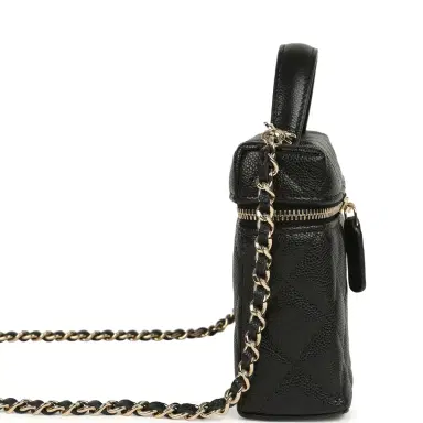 Chanel Chanel Top Handle Long Vanity Case with Chain Black Caviar Light Gold Hardware | Thumbnail 4 Chanel Chanel Top Handle Long Vanity Case with Chain Black Caviar Light Gold Hardware | Thumbnail 4
