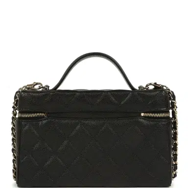 Chanel Chanel Top Handle Long Vanity Case with Chain Black Caviar Light Gold Hardware | Thumbnail 5 Chanel Chanel Top Handle Long Vanity Case with Chain Black Caviar Light Gold Hardware | Thumbnail 5